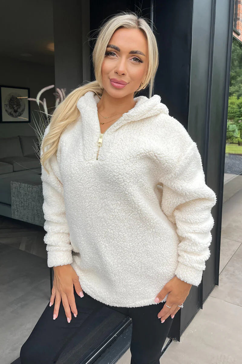 White teddy hoodie sale