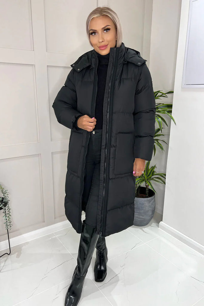 Cheap monday long line padded coat with detachable sleeves on sale