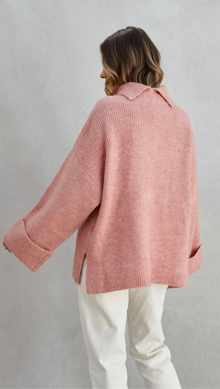 CHARLI VANESSA HIGH NECK SWEATER IN CORAL