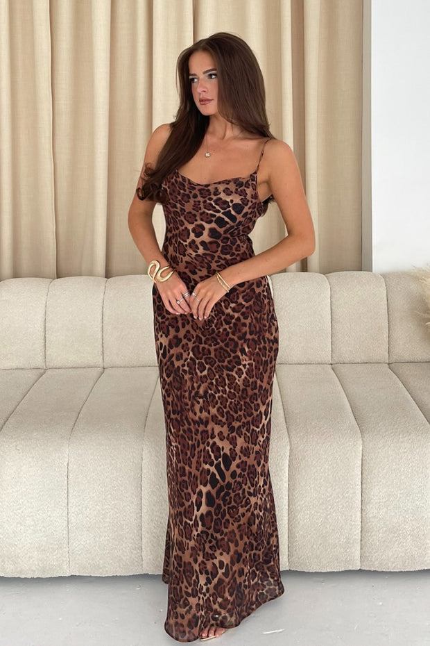 Girl In Mind Mimi Leopard Slip Maxi Dress