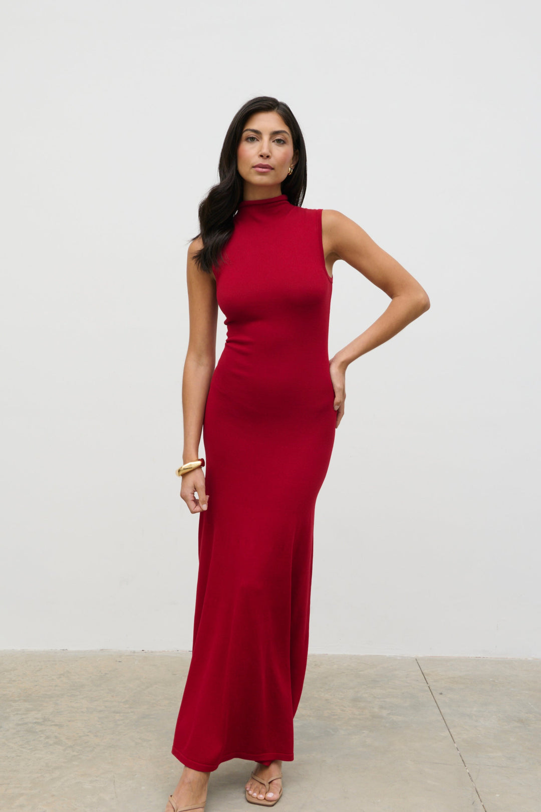 Hannah High Neck Knit Maxi Dress In Red | Pretty Lavish She Selected Hannah High Neck Knit Maxi Dress In Red | Pretty Lavish She Selected