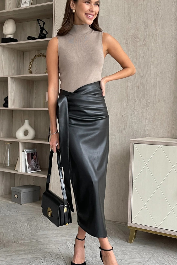 Charli Livia Wrap Skirt in Black