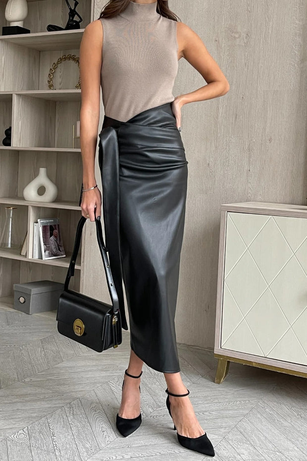 Charli Livia Wrap Skirt in Black