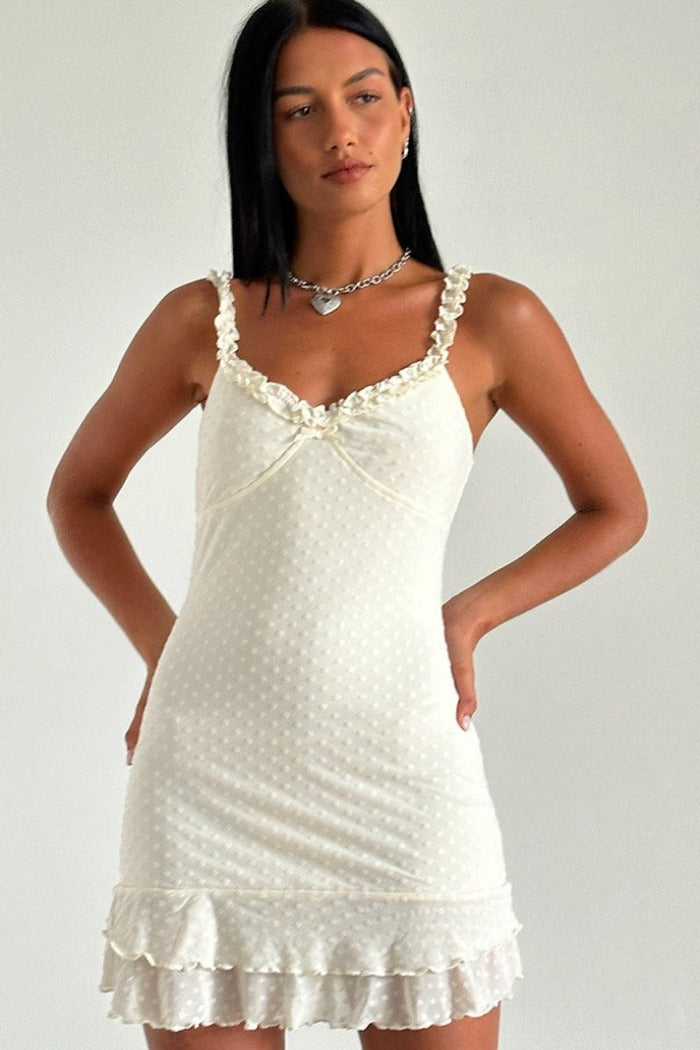 Motel Rocks Bestari Mini Dress in Ivory | She Selected Motel Rocks Bestari Mini Dress in Ivory | She Selected