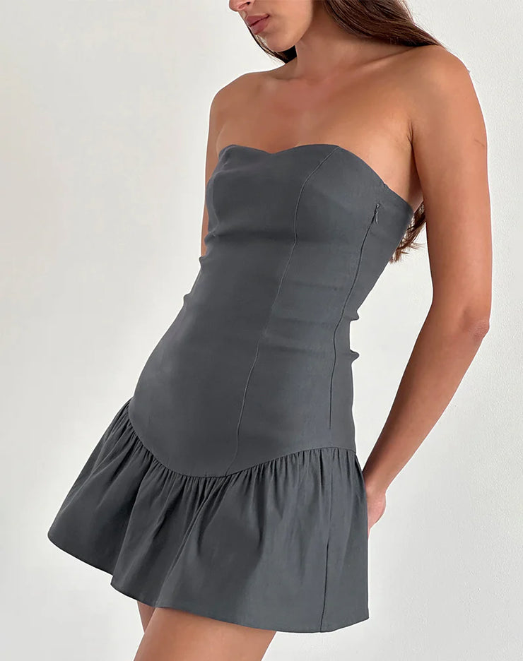 Motel Rocks Sabina Mini Dress in Charcoal Grey She Selected Motel Rocks Sabina Mini Dress in Charcoal Grey She Selected