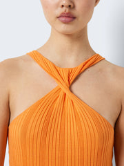 Noisy May Twist Front Knit Mini Dress in Orange