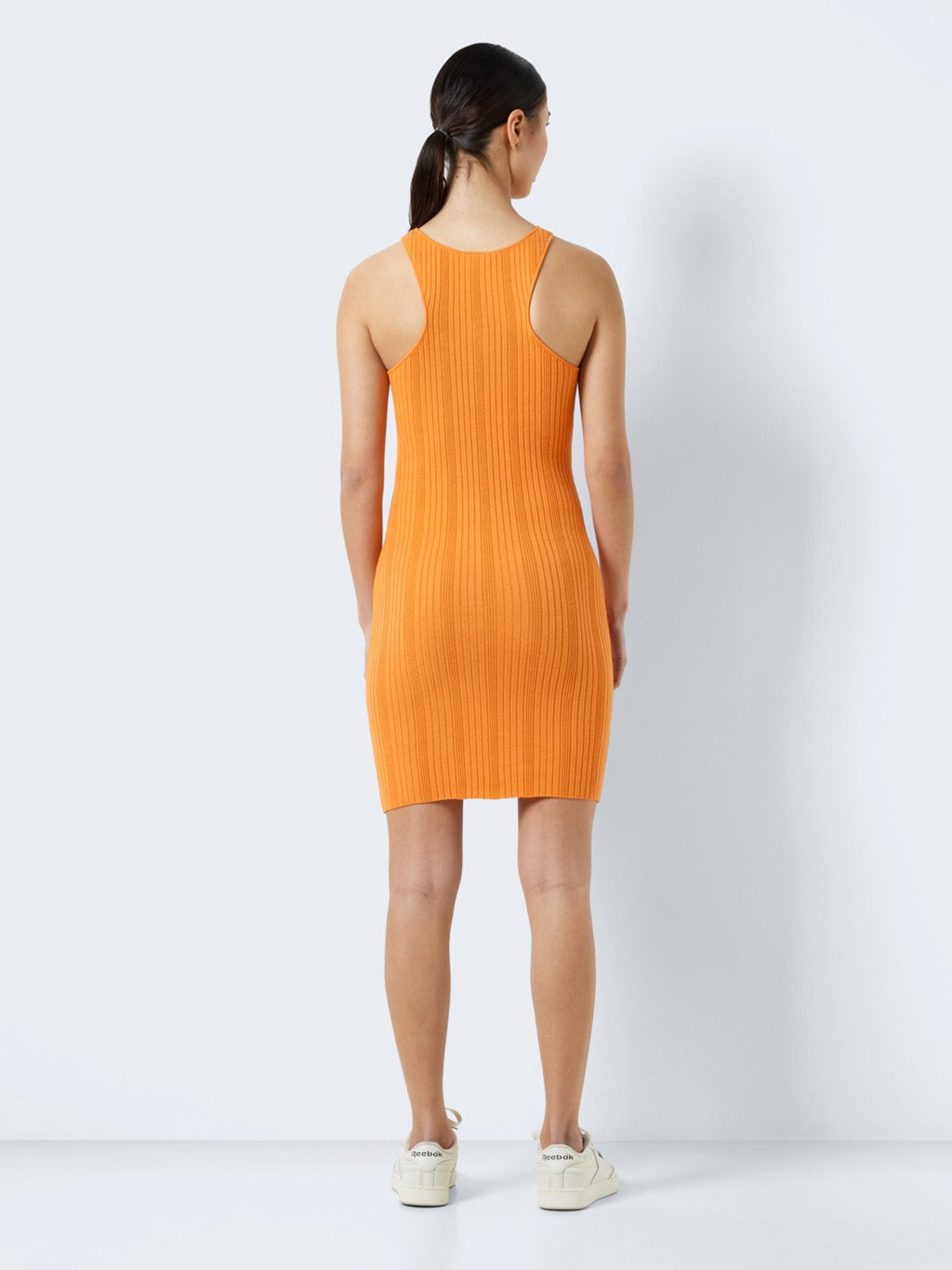 Noisy May Twist Front Knit Mini Dress in Orange – She Selected