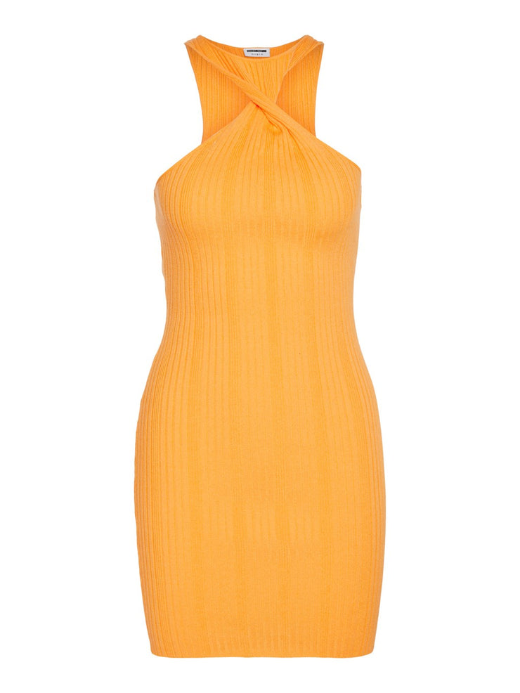 Noisy May Twist Front Knit Mini Dress in Orange