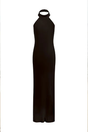 bridesmaid's halter neck maxi dress in black