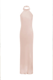 bridesmaid's halter neck dress in pink