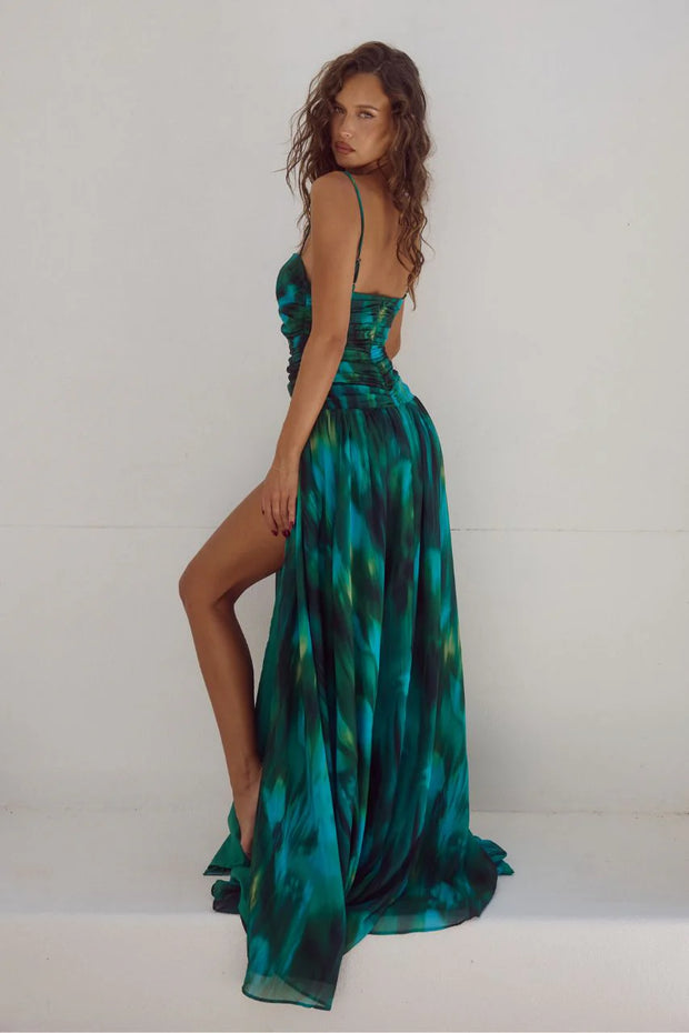 Runaway The Label Camille Maxi Dress in Cabana Green