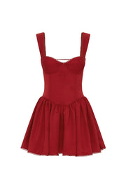 Red corset mini dress with straps