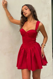 Red corset mini dress with straps