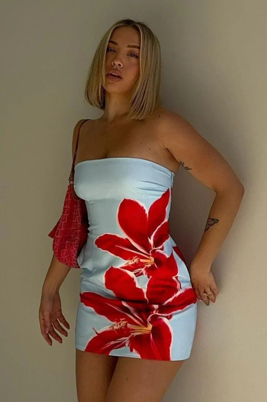strapless open back dress Runaway The Label Primrose Mini Dress in Red Lily – She Selected