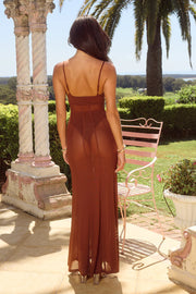 Espresso maxi dress with sheer lining
