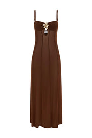 Espresso maxi dress with sheer lining