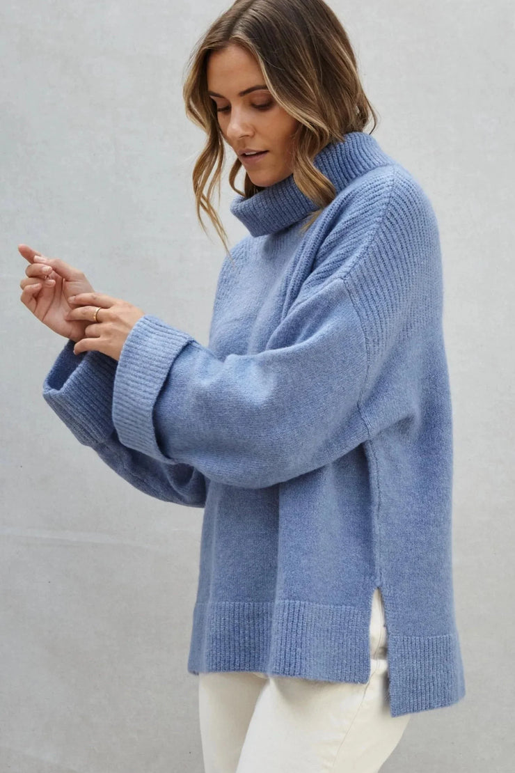 CHARLI VANESSA HIGH NECK SWEATER IN SKY