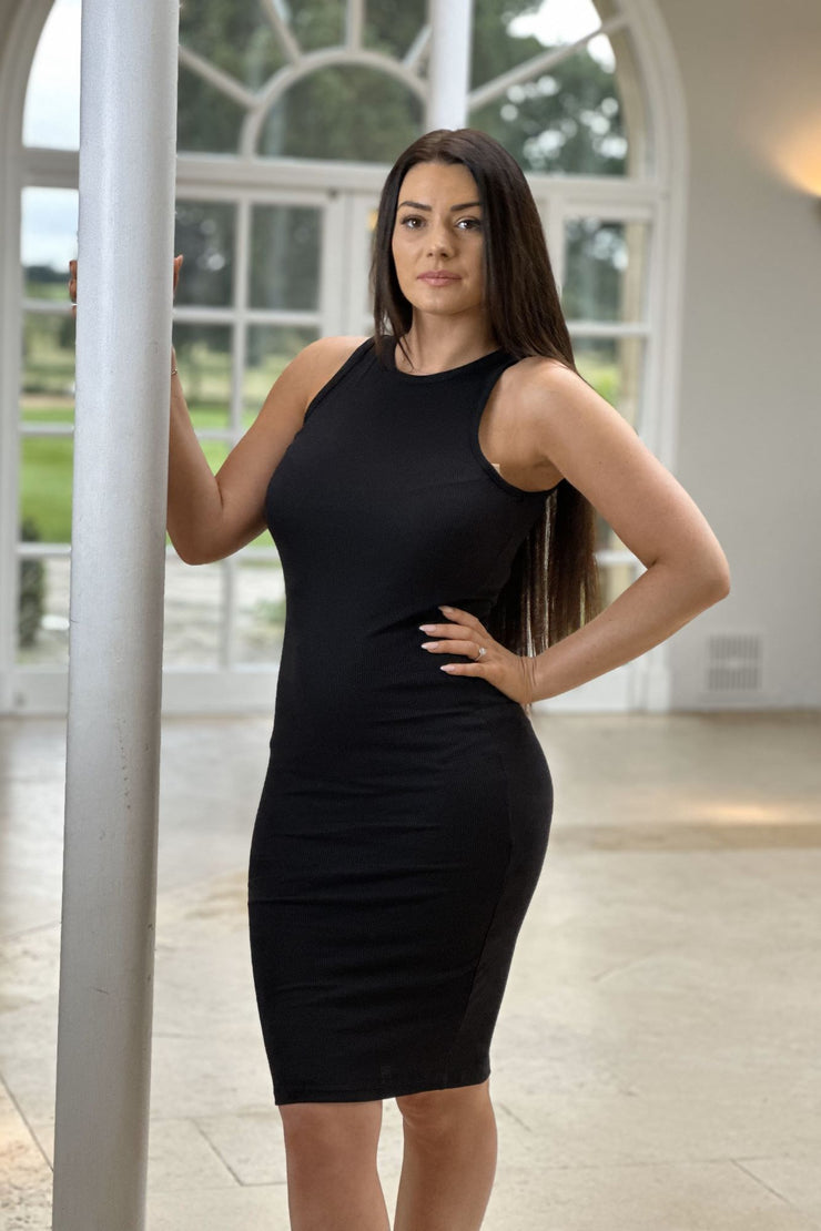 Vero Moda Roma Ribbed Halter Neck Dress in Black She Selected Vero Moda Roma Ribbed Halter Neck Dress in Black She Selected