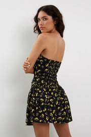 Motel Rocks Zhao Dress in Buttercup Black and Yellow