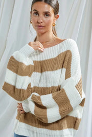 Charli Carmen Sweater in White/Camel