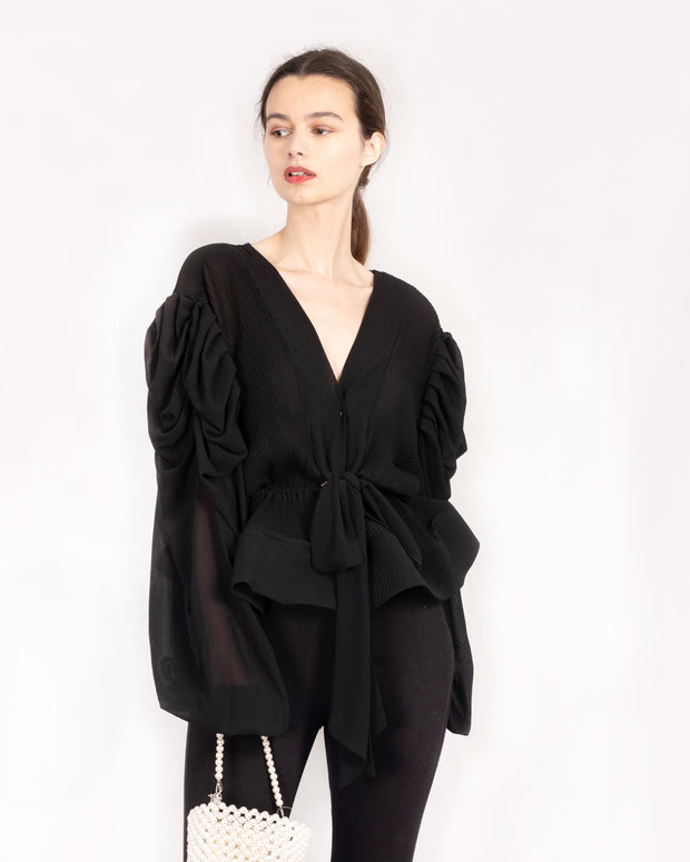 CY Boutique Black Frill Sleeves Blouse