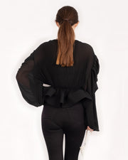 CY Boutique Black Frill Sleeves Blouse