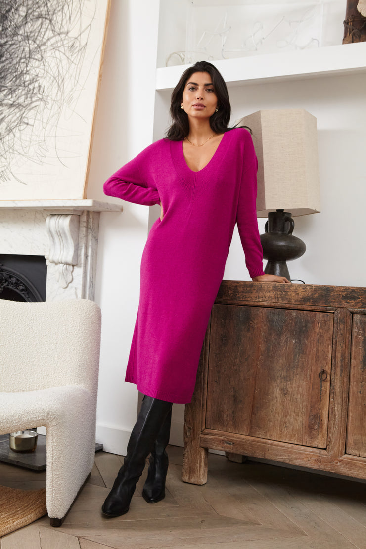 Charli Ivy Knitted Dress In Fuchsia