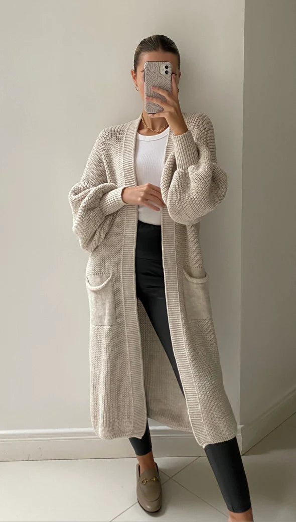 CHARLI SELMA BELL SLEEVE CARDIGAN IN SAND