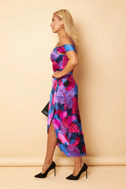 Girl In Mind Camila Purple Abstract Wrap Over Midi Dress