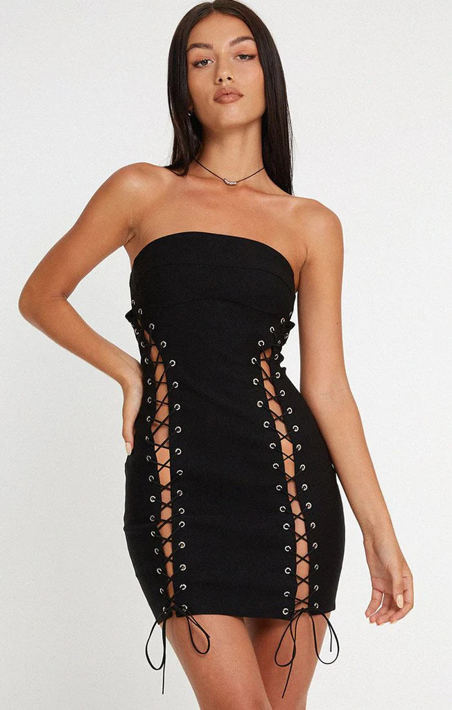 MOTEL ROCKS APISA MINI DRESS BLACK She Selected MOTEL ROCKS APISA MINI DRESS BLACK She Selected