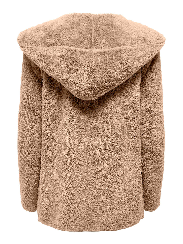 ONLY HOOD SHERPA COAT IN SAND
