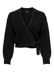 ONLY Wrap Long Sleeve Cardigan in Black