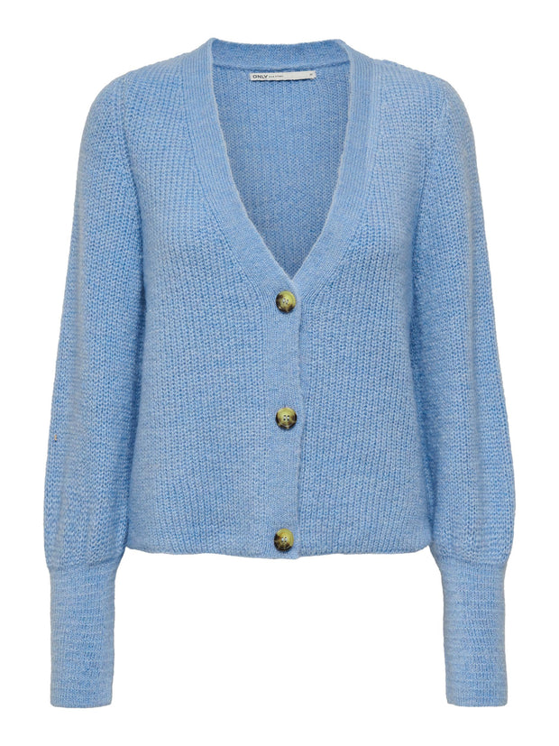 ONLY Rib Knitted Cardigan in Light Blue