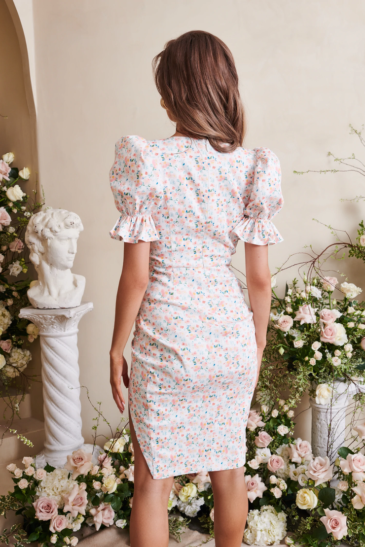 Coral lace 2025 midi dress