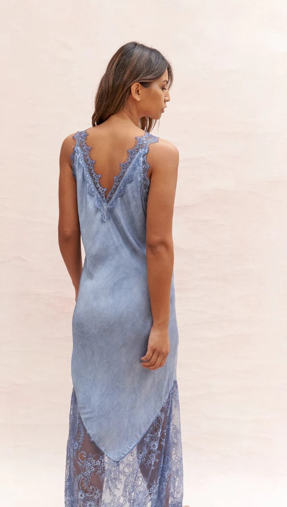 Charli Solange Slip Dress in Washed Blue