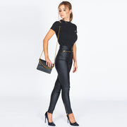 Worth a Million The Goldie High Waist Skinny Luxe Trousers in Black